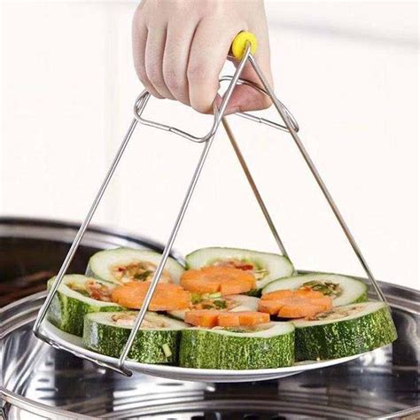 Stainless Steel Hot Dish Plate Clamp Clipper Plate Holder Bowl Gripper Kitchen Folding Clip