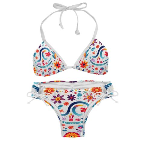 Peace Symbol Swim Wear Detachable Sponge Adjustable Strap Bikini Set