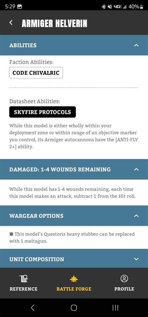 Thoughts On The Armiger Helverin Rtheastramilitarum