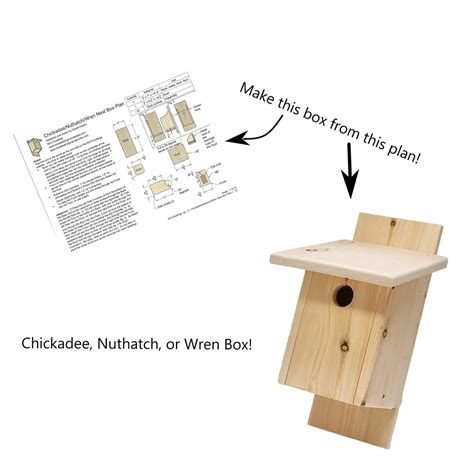 Bird Nest Box Plan Chickadee/nuthatch/wren Nesting Box Plan Bird ...