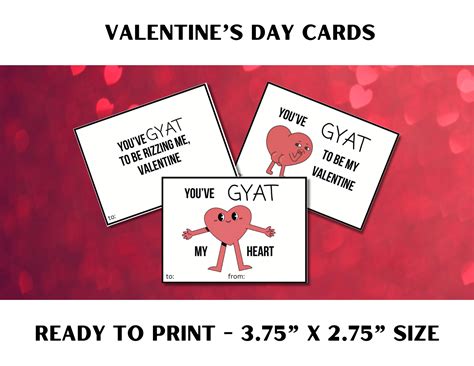 Gen Alpha Preteen Inspired Printable Valentines Card, Gyat to Be My