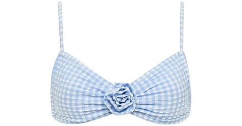 Montce Peri Micro Gingham Devin Rosa Bikini Top In Blue Lyst