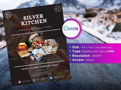 Restaurant Flyer Editable Canva Template US Letter Size. - Etsy