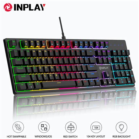 Inplay Nk B Mechanical Keyboard Hot Swappable Red Switch With Rgb Light Gaming Keyboard For