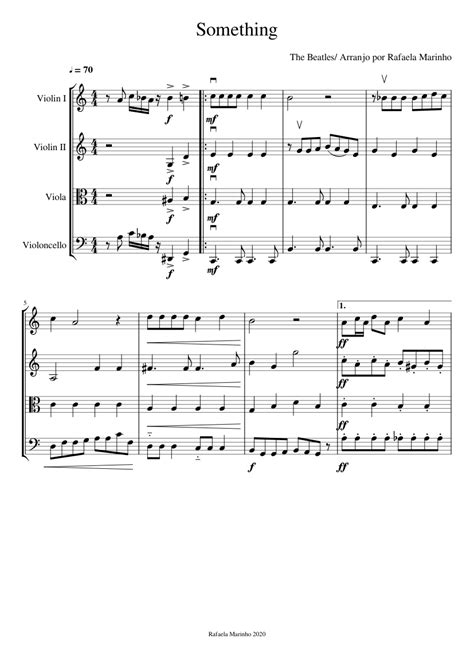 Something The Beatles Sheet Music For Violin Viola Cello String Quartet