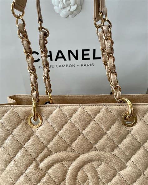 Chanel Gst Beige Caviar Ghw S16 Luxury Bags And Wallets On Carousell