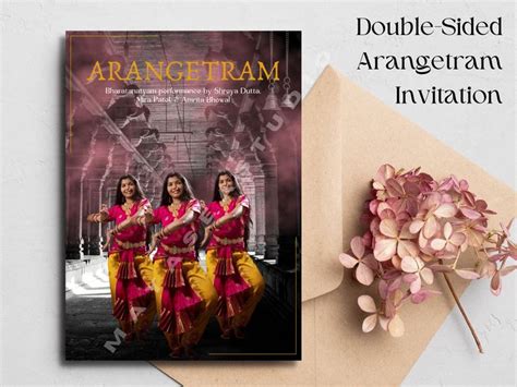 2 Sided Arangetram Digital Invitation Template Indian Classical Dance