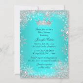 Brunette Aqua Wonderland Princess Baby Shower Invitation Zazzle