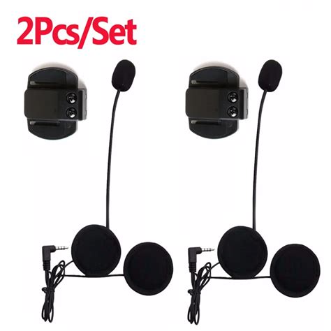 2pcs Motorcycle Earphone Speaker Microphone with Clip 3.5mm Jack Plug ...