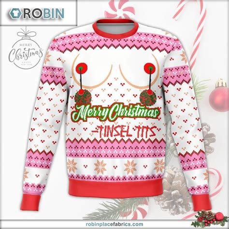 Tinsel Tits Funny Ugly Christmas Swater RobinPlaceFabrics
