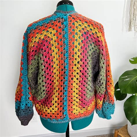 Crochet Hexagon Cardigan S Vibes Handmade Crochet Sweater Etsy