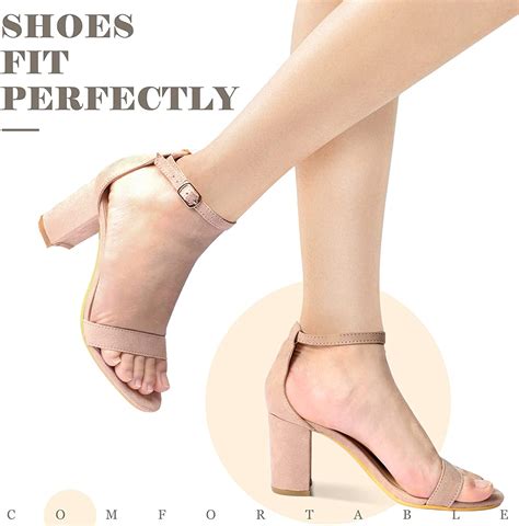 Ankis Nude Black Silver Gold Heels For Women Open Toe Ankle Strap Chunky Heel Pump Sandals Party