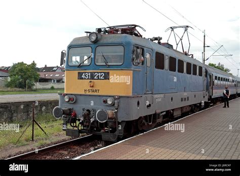 mav class  type electric locomotive engine waiting   platform