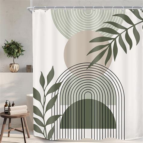 Amazon KOMLLEX Sage Green Boho Shower Curtain For Bathroom Decor