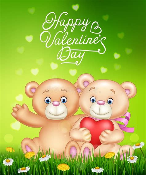 Cartoon Romantic Couple Of Teddy Bears Stock Vector Illustration Of