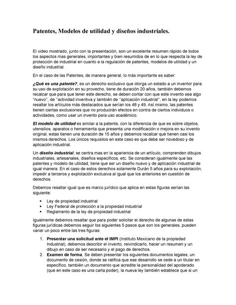 Patentes Modelos DE Utilidad Y Disenos Industriales Patentes