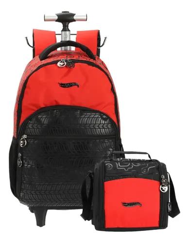 Mochila Hot Wheels Pneu Rodinhas Meninos Tam G Lancheira Parcelamento Sem Juros
