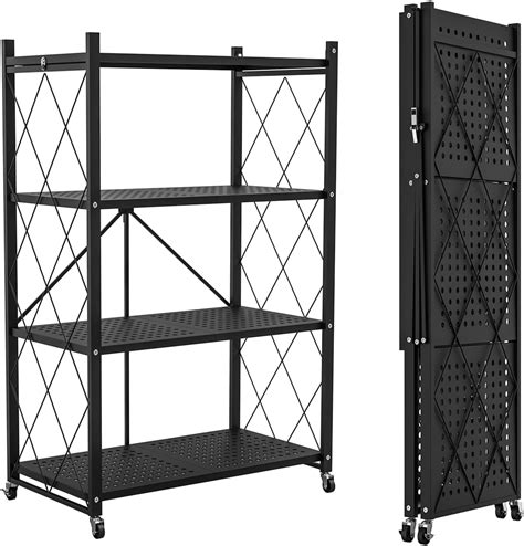 Amazon Storage Shelves 4 Tier Folding Shelf Metal Shelving Unit