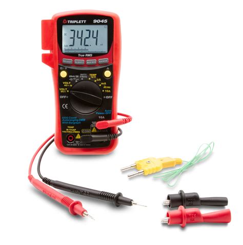 TRIPLETT LCD Multimeter AC/DC 750V/1000V True RMS Red Test Meter 9045