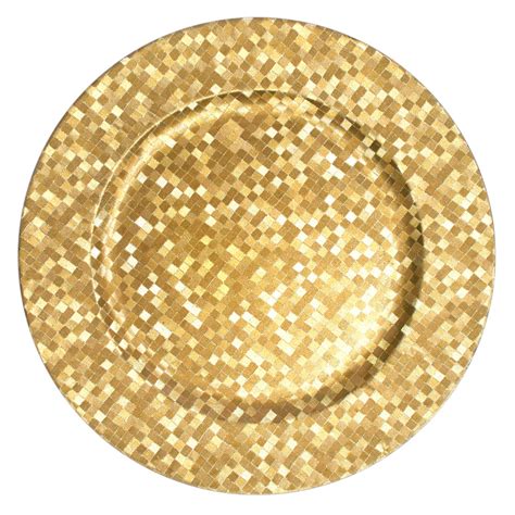 The Jay Companies Round Gold Mosaic Polypropylene Charger Plate