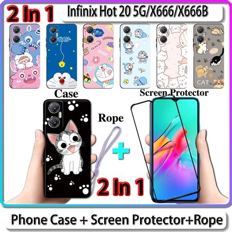 IN Case For Infinix Hot G X X B Case With Tempered Glass Curved Ceramic Screen