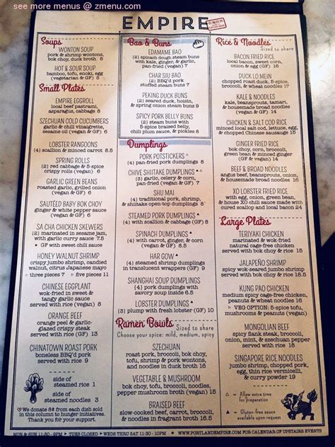 Menu At Empire Chinese Kitchen Pub And Bar Portland