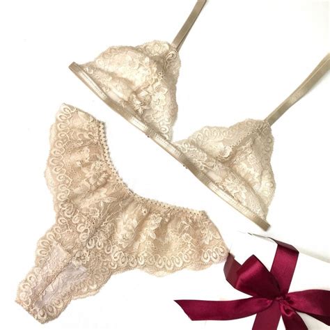 Nude Lace Lingerie Set Wedding Lingerie Set Sheer Lingerie Etsy