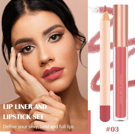Prreal Lip Liner And Lipstick Set Nude Velvety Matte Liquid Lipstick Matching Waterproof Lip