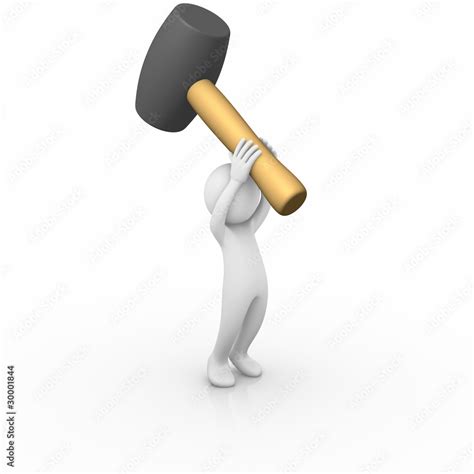 Man Ready To Smash With A Big Rubber Mallet Stock Illustration Adobe