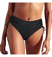 Amazon Hilor Women S Skirted Bikini Bottom High Waisted Swim Bottom Shirred Ruffle Swim