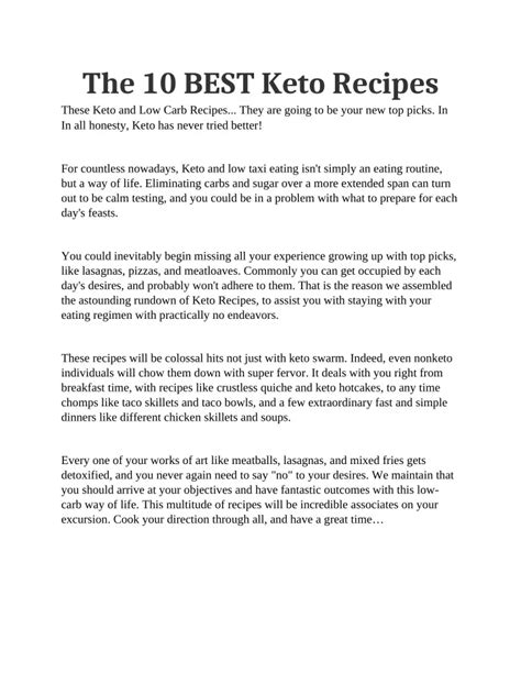 Ppt The 10 Best Keto Recipes Powerpoint Presentation Free Download