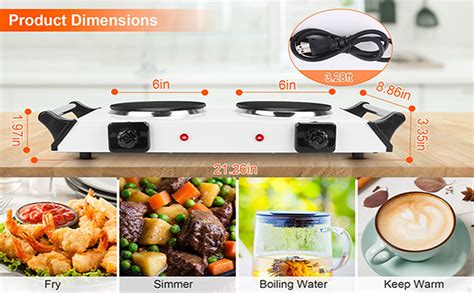 Amazon W Electric Dual Burner Portable Coil Heating Hot Plate Stove Countertop RV