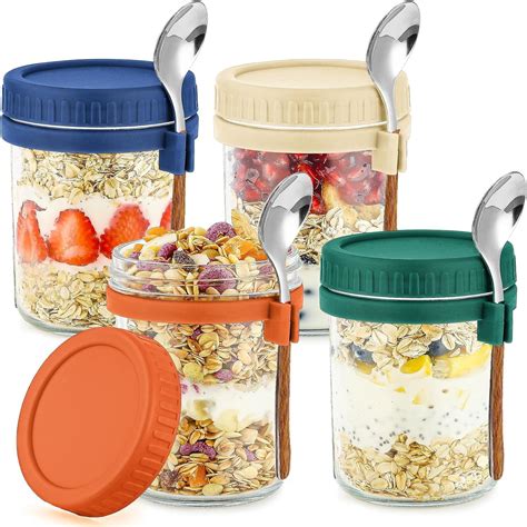 Amazon.com: AKUNTO Mason Jars for Overnight Oats with Lids and Spoons