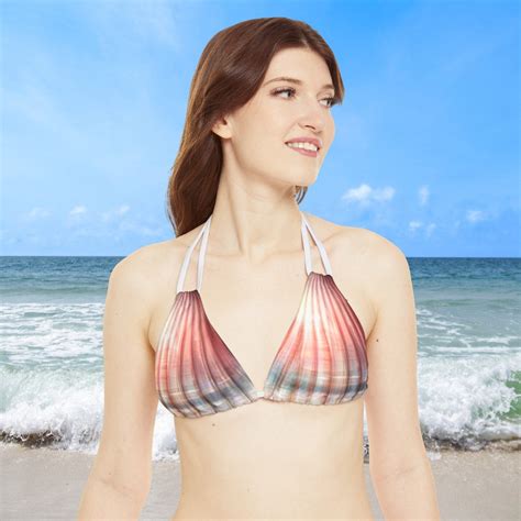 Clam Shells Strappy Triangle Bikini Top AOP Etsy