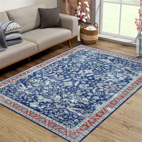 Glowsol X Vintage Persian Area Rug Oriental Floral Print Carpet