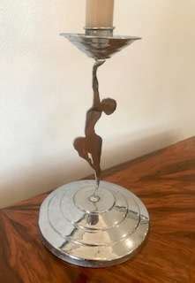 Pair Of Art Deco Chrome Nude Stemmed Candlesticks Artedeco Online