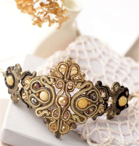 Сутажный браслет `Сны медовых мотыльков` в стиле модерн | Soutache ...