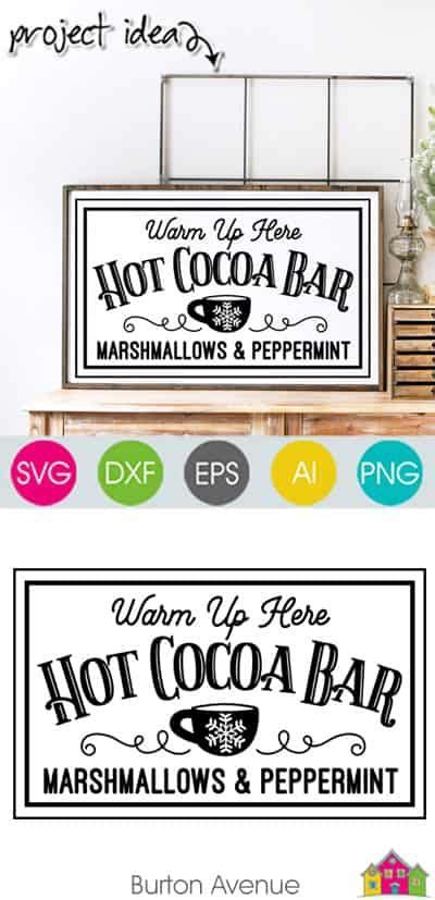 Hot Cocoa Bar Svg File Burton Avenue Hot Cocoa Bar Sign Hot Cocoa Bar Cocoa Bar
