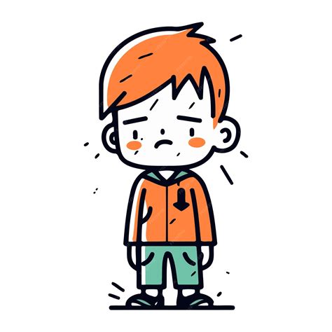 Premium Vector | Illustration of a boy feeling bad doodle style