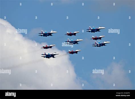 Russian Air Force Jet Fighters Mig 29 Fulcrum Perform Demonstration