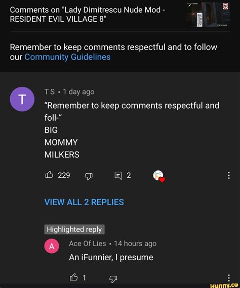 Comments On Lady Dimitrescu Nude Mod Resident Evil Village Remember To Keep Comments