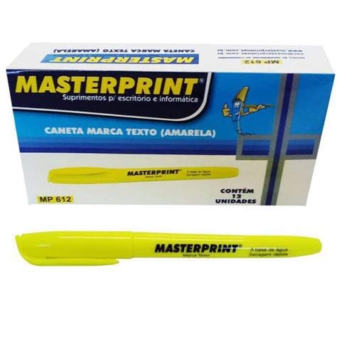 Caneta Marca Texto Amarelo Fluor Masterprint Mp Papelaria Criativa