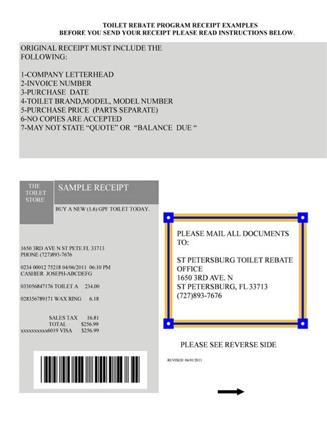 Fillable Online Toilet Rebate Program Receipt Examples Fax Email Print