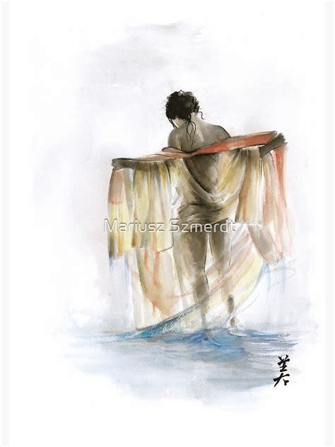 Japanese Nude Geisha Woman Wearing Asian Oriental Colorful Kimono Original Watercolor Painting