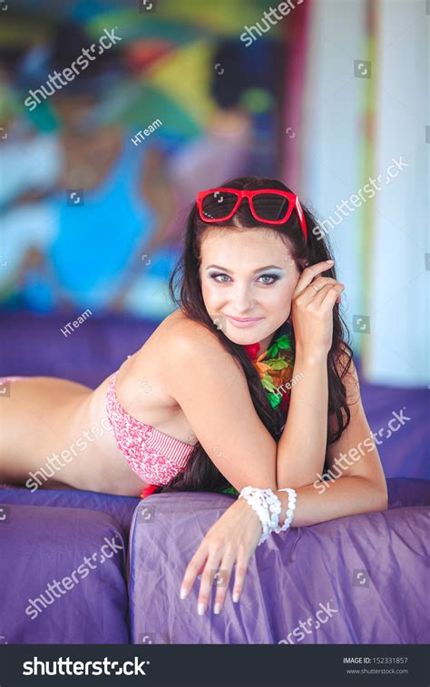 Beautiful Brunette Woman Bikini Sunbathing On Stock Photo 152331857 Shutterstock