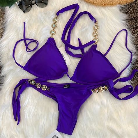 Moda Minx Embellished Purple Bikini Gem