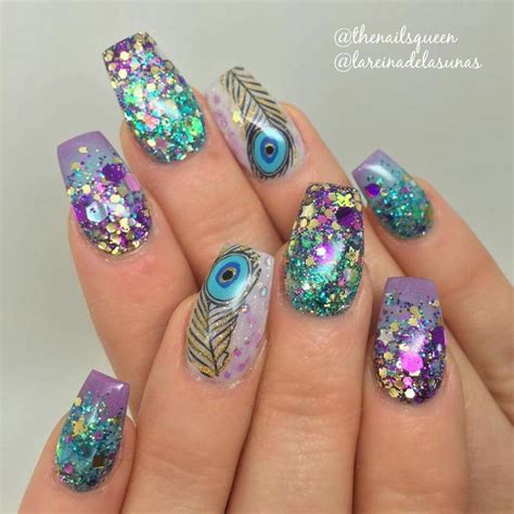 Pin by Marysol Alvarez on Uñas | Peacock nail designs, Peacock nails ...