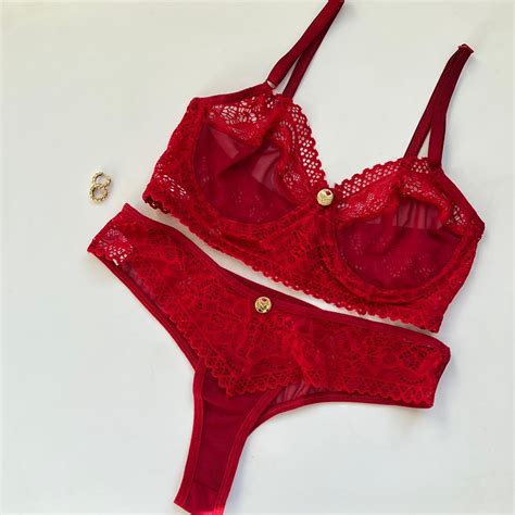 Conjunto Lingerie Tule Sensual Sutiã Rendado Aro e Calcinha Transparente Shopee Brasil