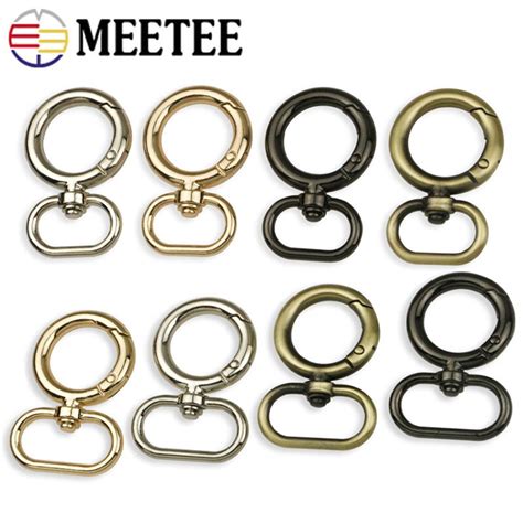 Meetee 10 20Pcs 20 38mm O 링 랍스터 스냅 클립 후크 봄 금속 버클 수하물 스트랩 연결 버클 키 체인