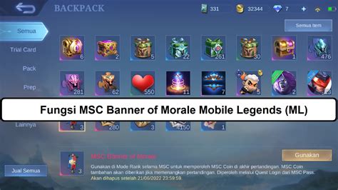 Fungsi MSC Banner Of Morale Mobile Legends ML Esportsku